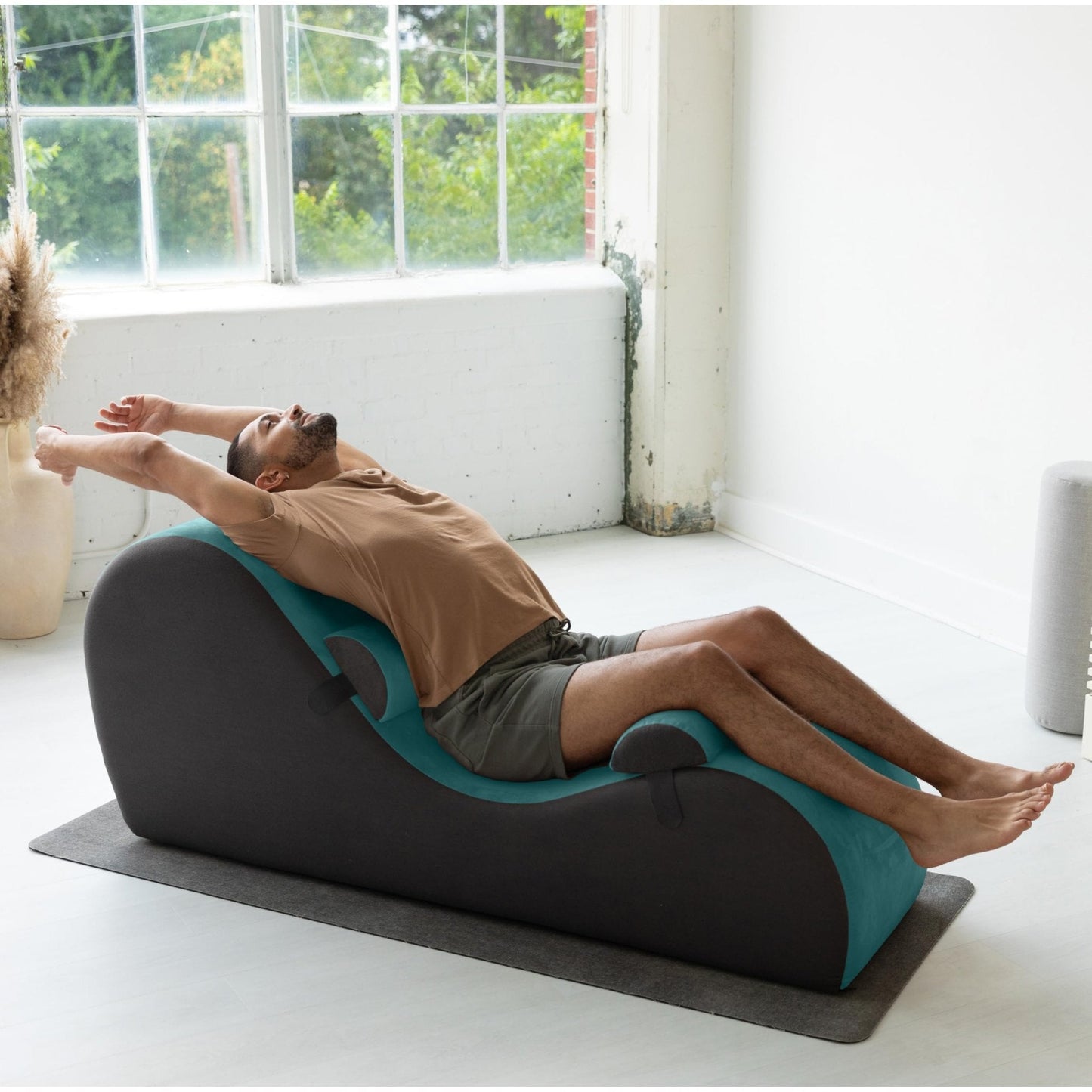 Chaise de intimidad ajustable de doble asa - Azul y gris