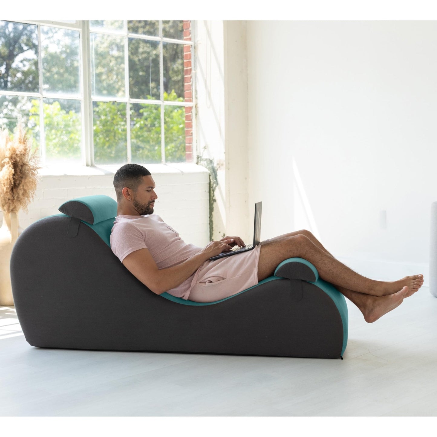Chaise de intimidad ajustable de doble asa - Azul y gris