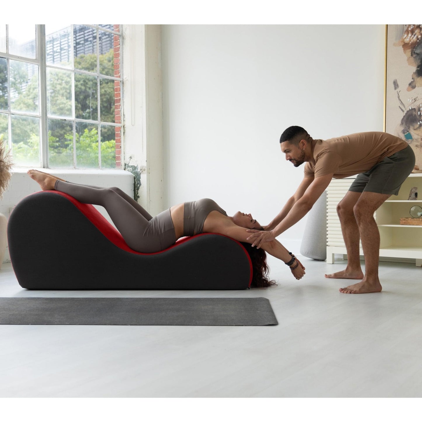 Tumbona para intimidad ajustable de dos asas - Rojo y gris