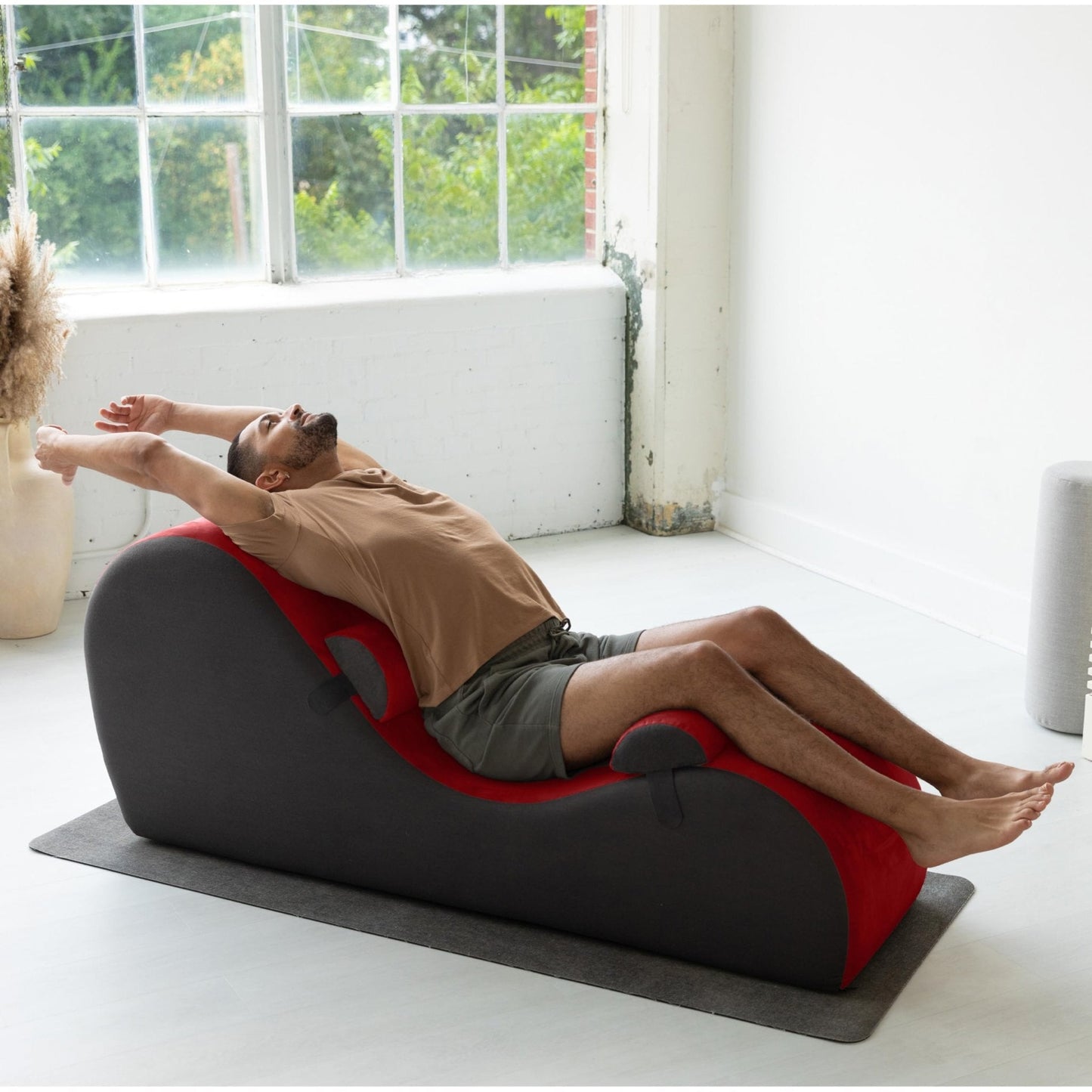 Tumbona para intimidad ajustable de dos asas - Rojo y gris