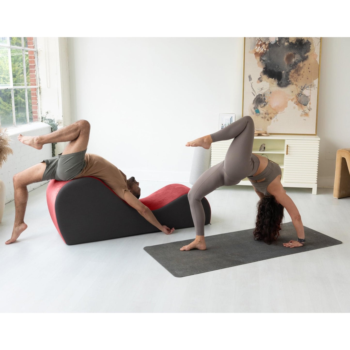 Tumbona para intimidad ajustable de dos asas - Rojo y gris