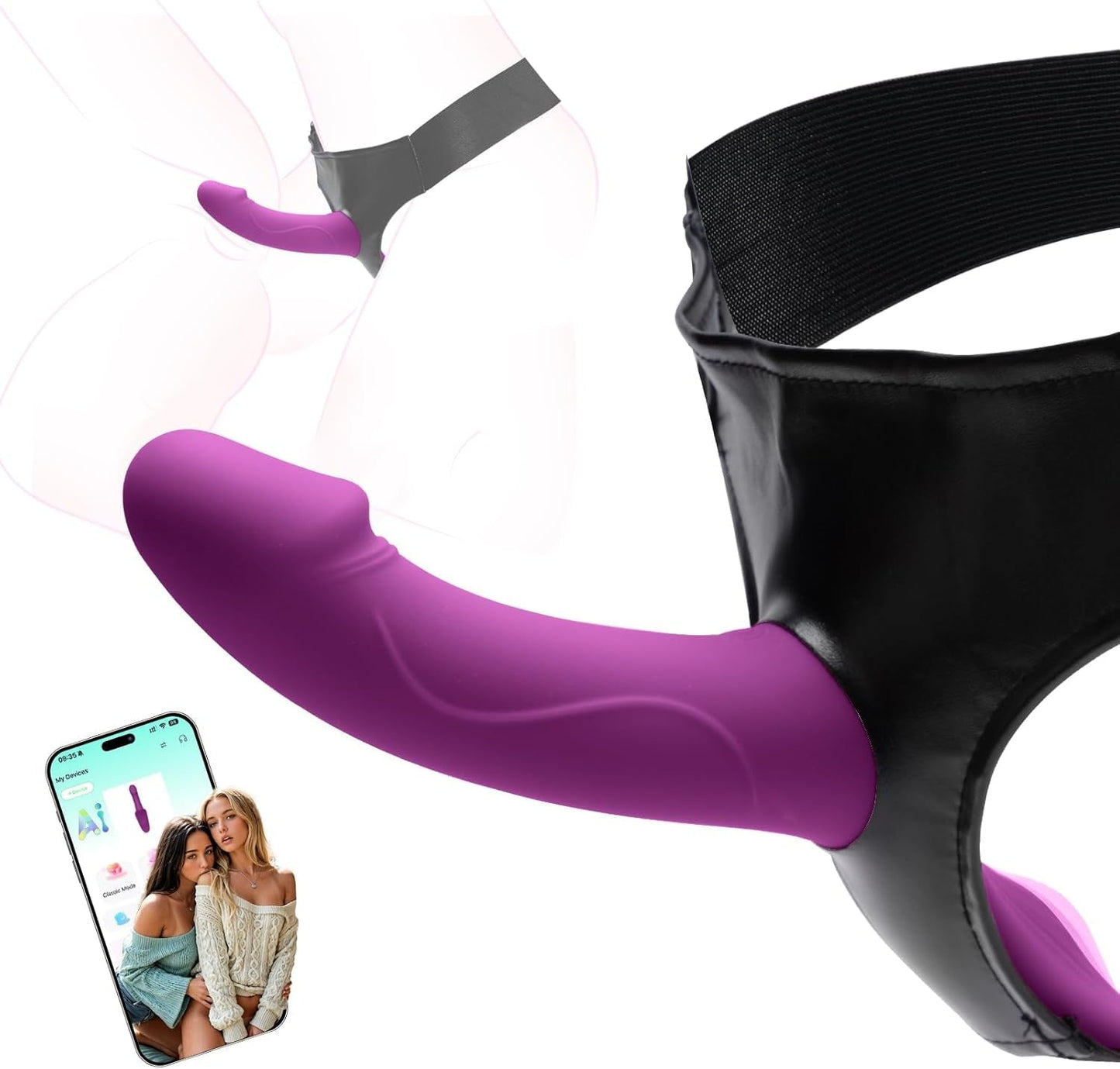 DualBliss App-Control Vibrating Strap-On Dildo Harness