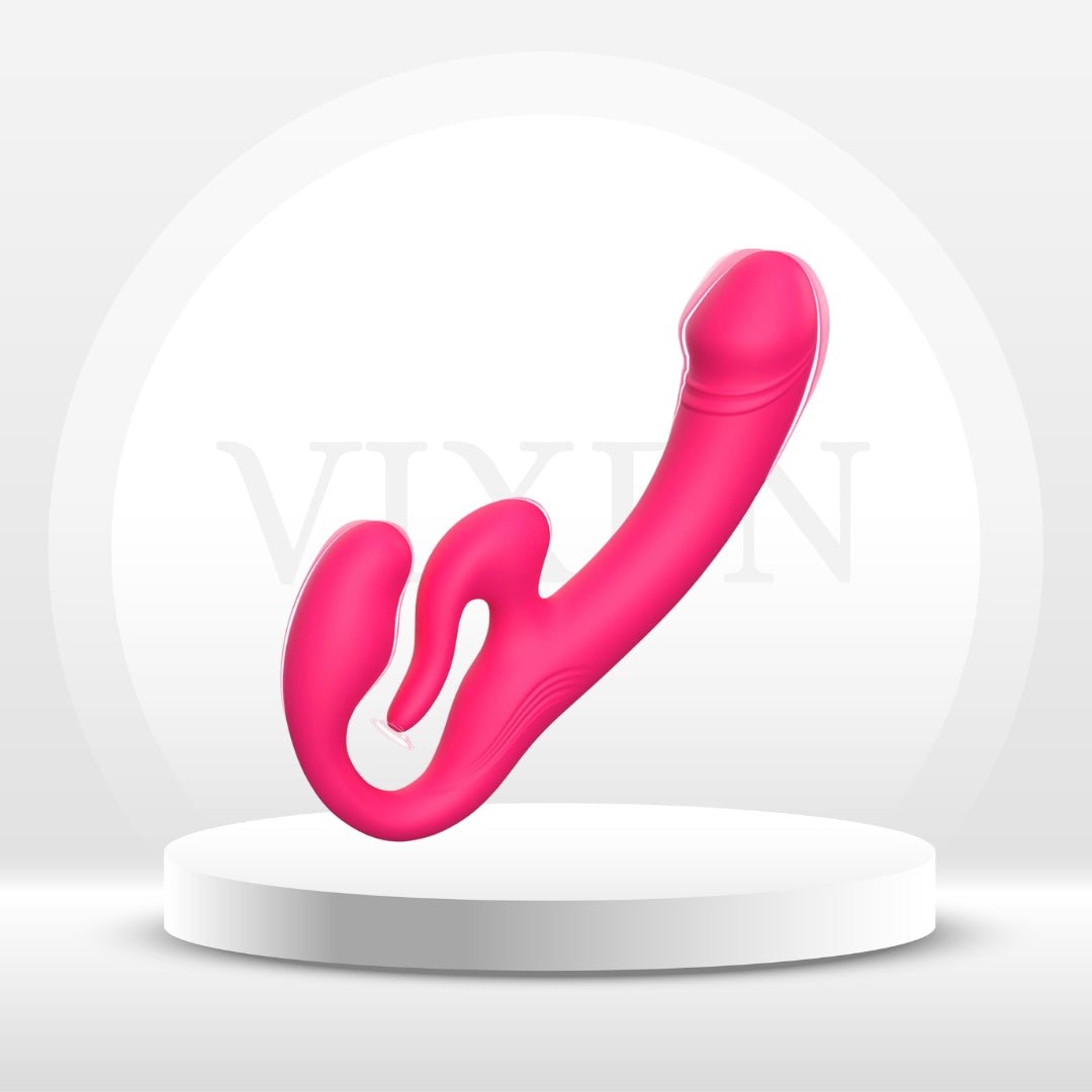 Dildo con arnés de doble punta DualConviction sin tirantes