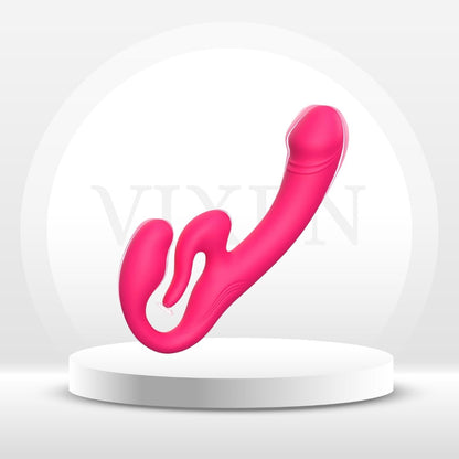 Dildo con arnés de doble punta DualConviction sin tirantes