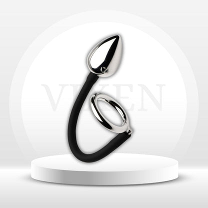 DualForce Metal Cock Ring & Prostate Butt Plug Set