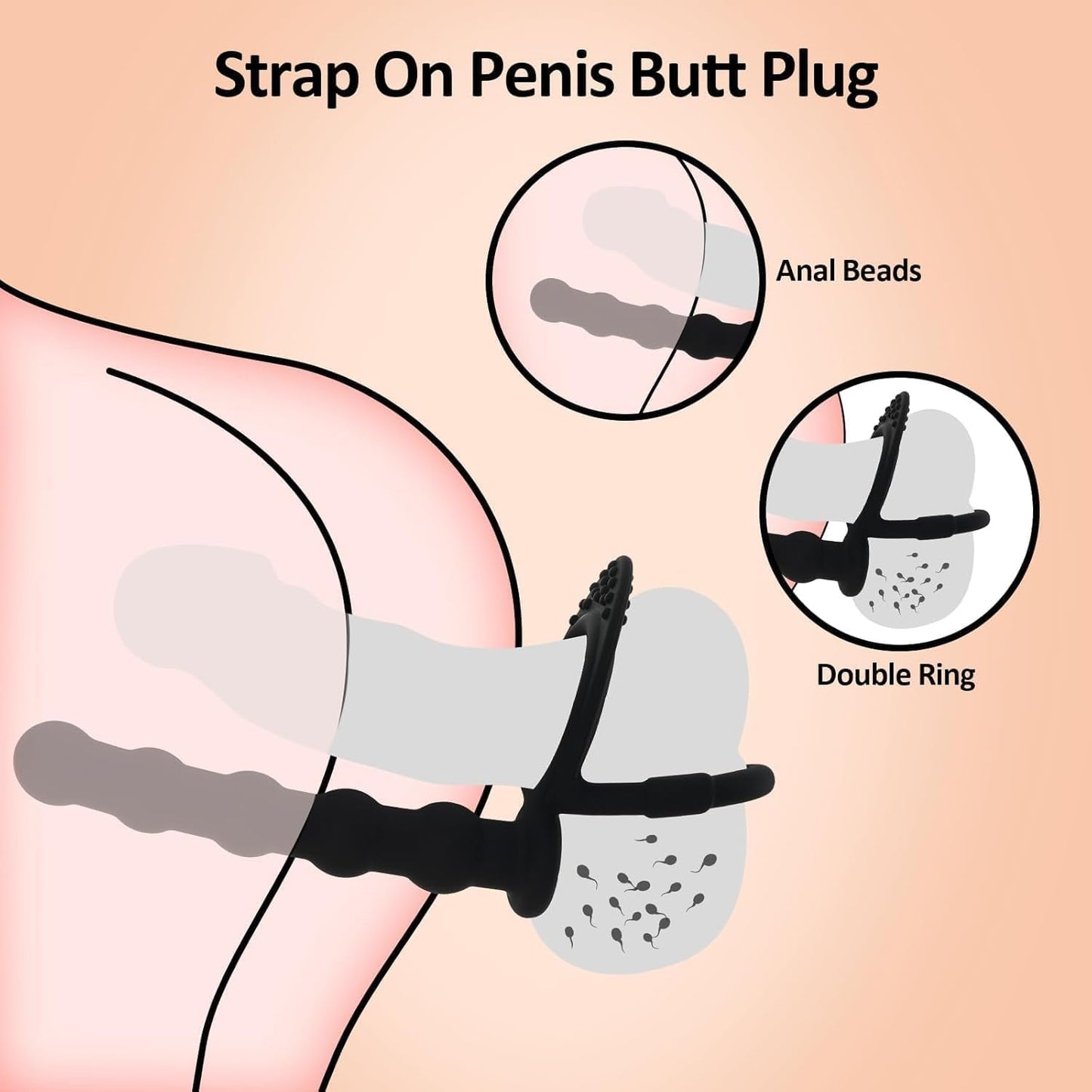 DuoPlay Silicone Beads Anal Plug Cock Ring