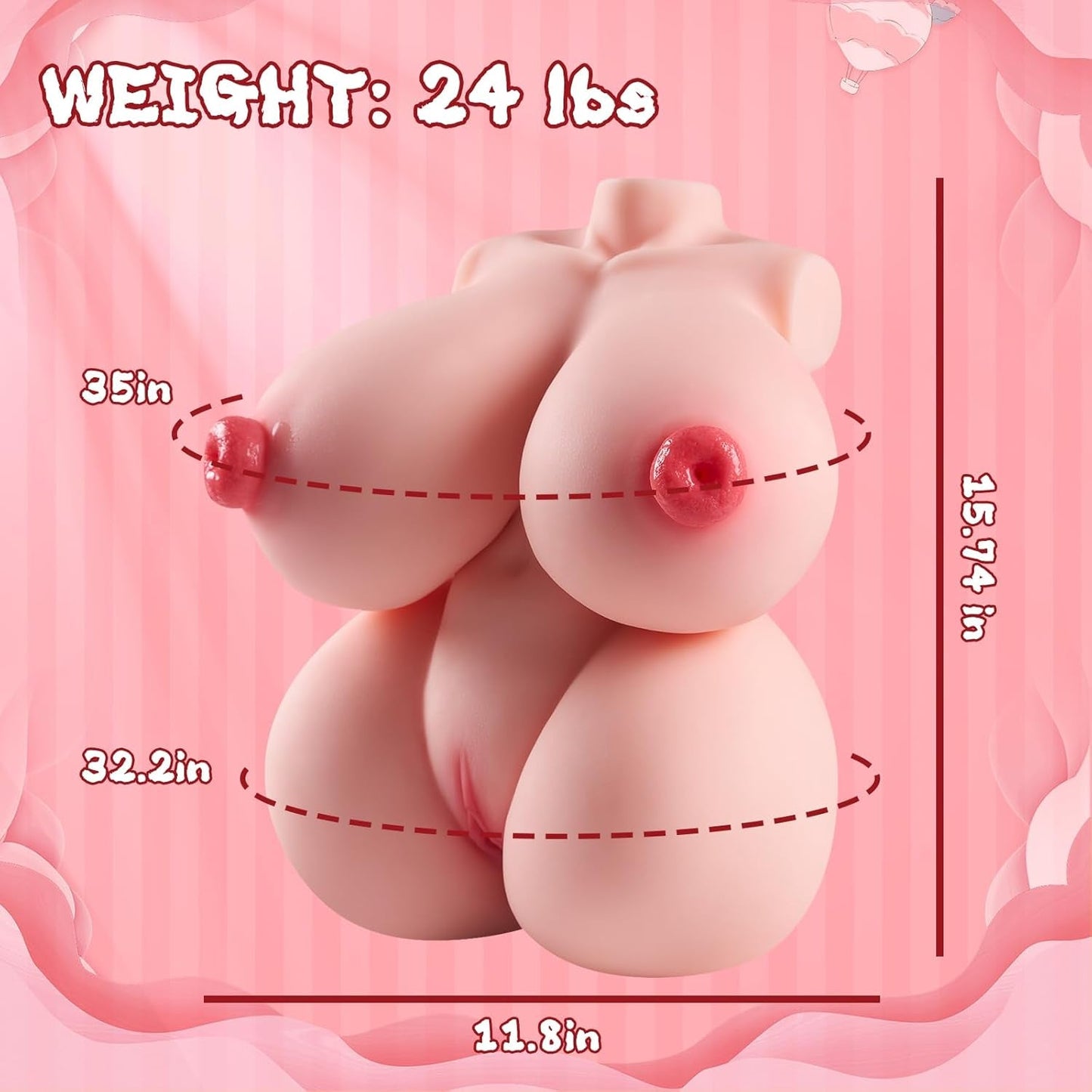 Veltrix 24 lb Muñeca Sexual 4 en 1, Torso, Pechos Grandes, TPE