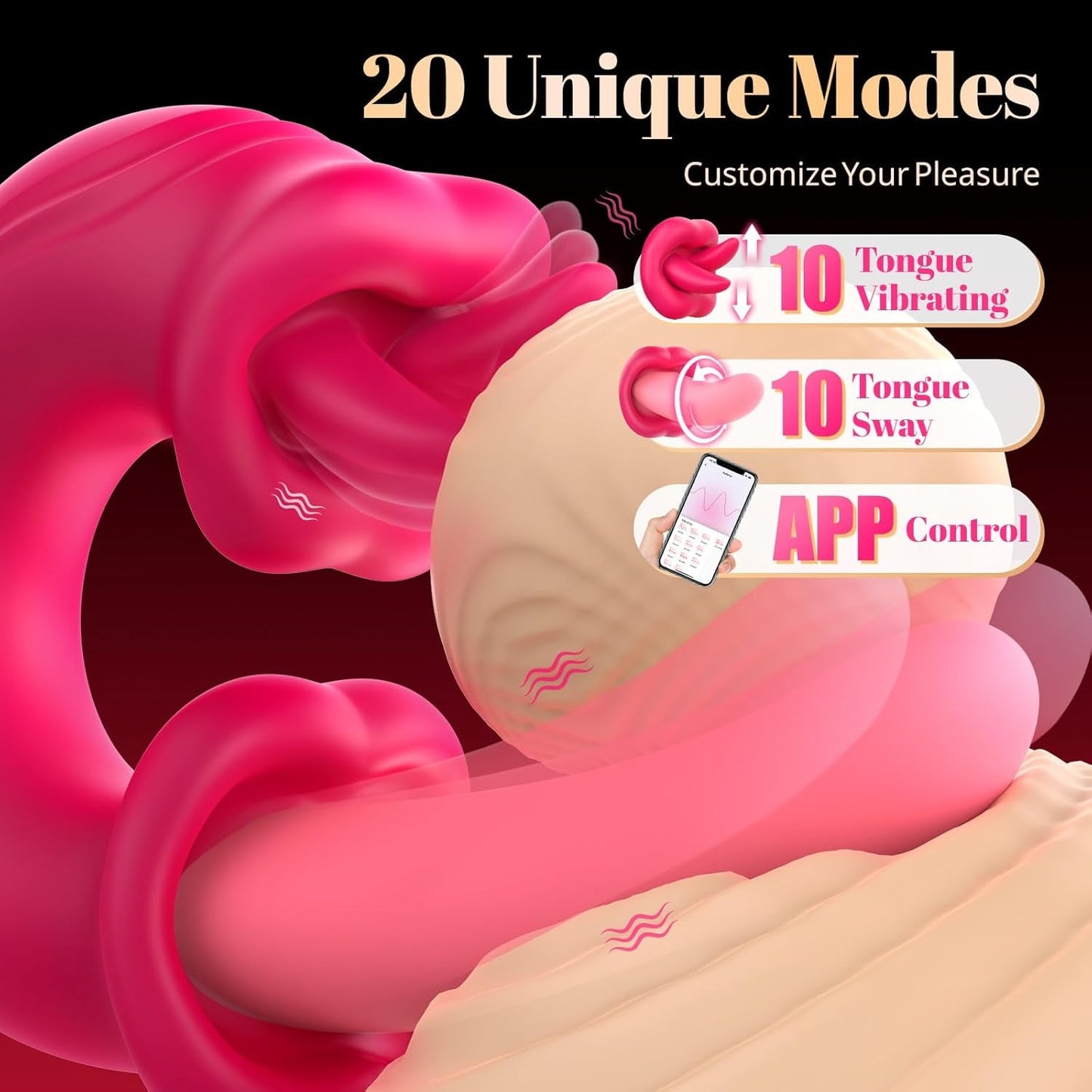 Vibrador de lengua LunexaSync App con 20 modos, juguete para clítoris y punto G