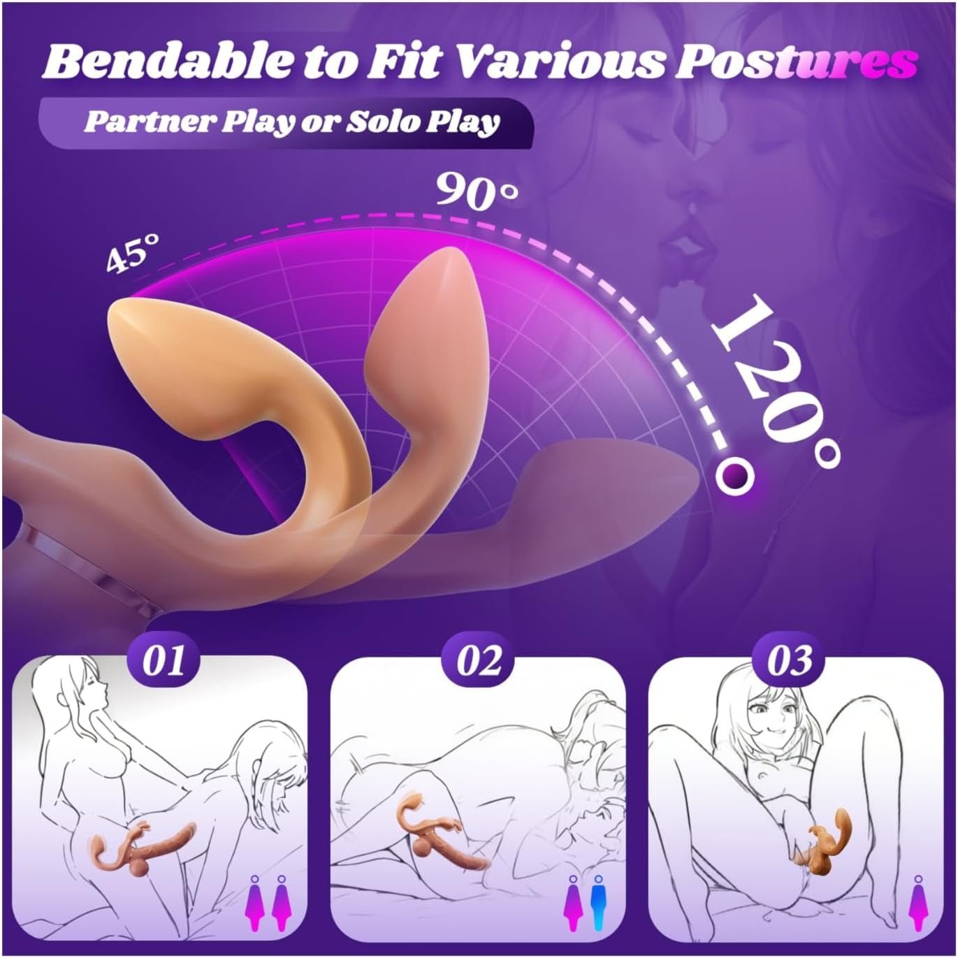 Vibrador de empuje sin tirantes DualGlide Rabbit