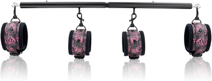 SkullFury Pink Skull Spreader Bar with Furry Straps