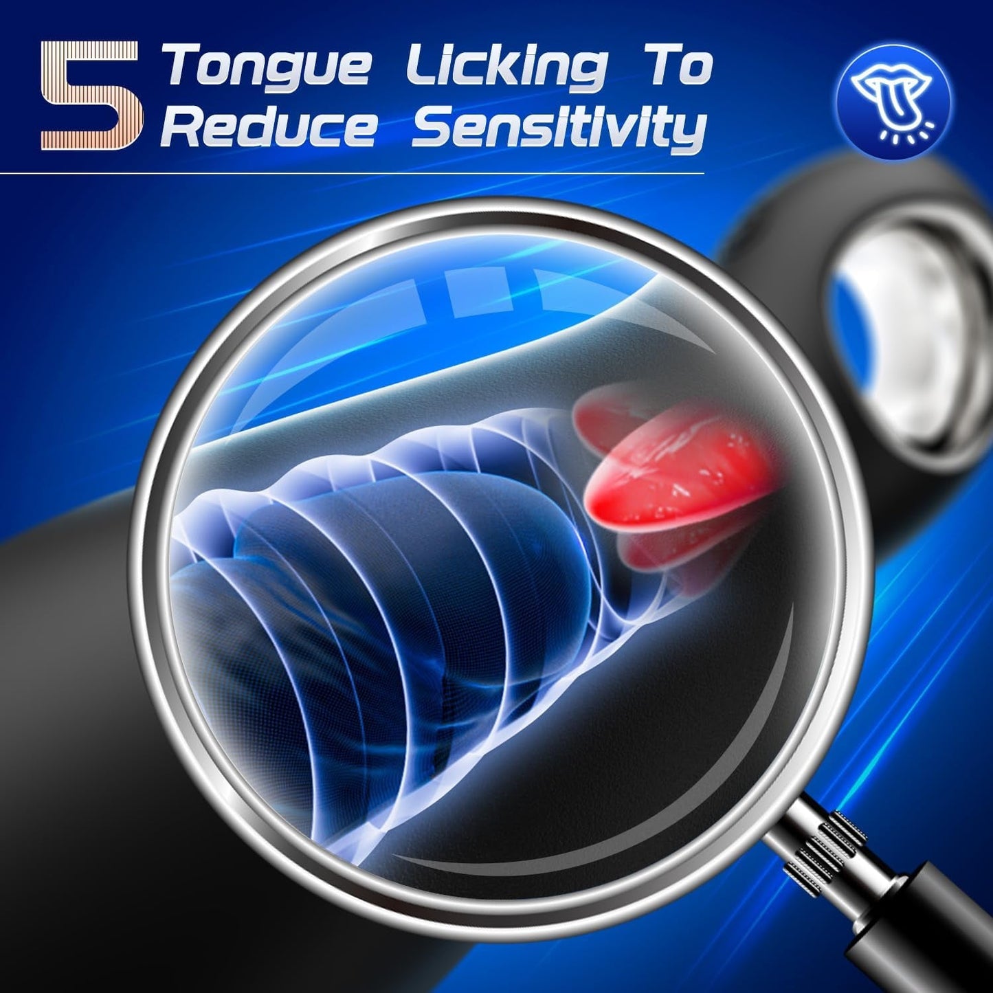 LickPulse Vibrador de Lengua para Masturbación Masculina 10 Modos