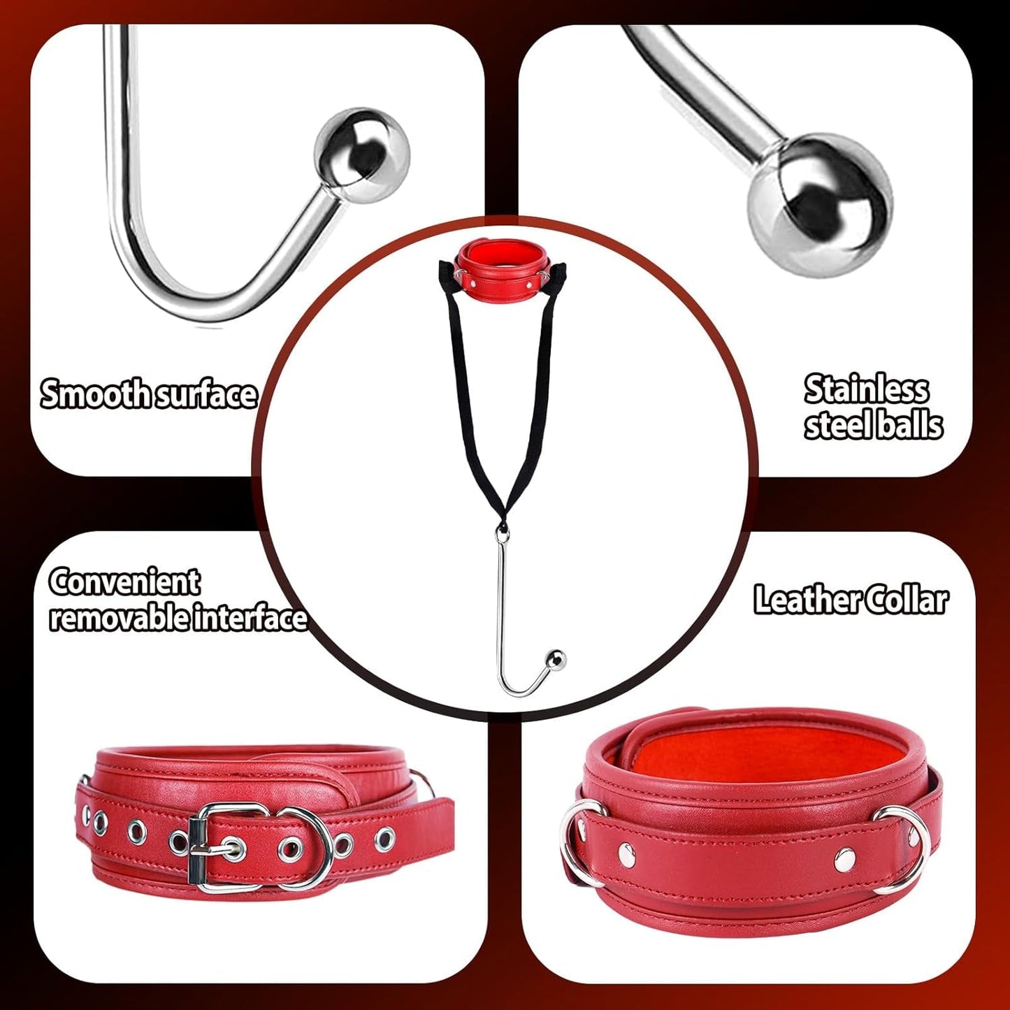Kit BDSM de collar con argolla y correa SteelLeash