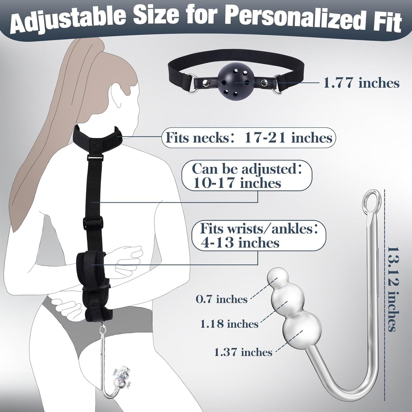 Kit de Bondage Anal VibeHook con Vibrador, Mordaza y Esposas
