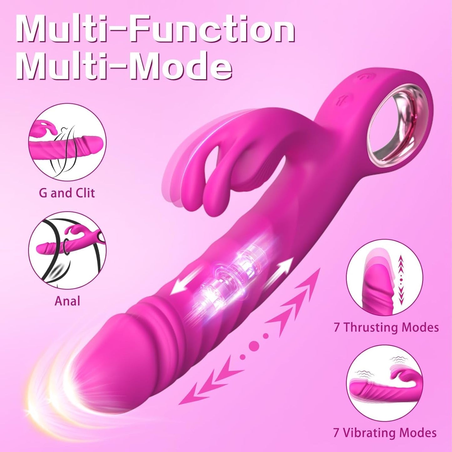 OuraGrip Thrusting Rabbit Vibrator 7 Thrust 7 Modes Silicone