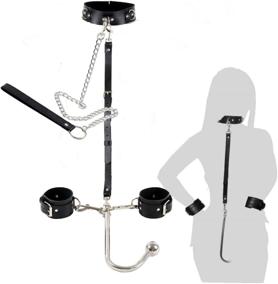 Kit de Bondage con Gancho Anal ChainBound: Collar, Puños, Cadena