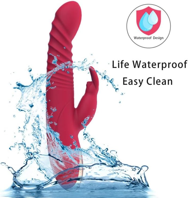 Vibrador de conejo TitanWave de 9" con 15 modos, con empuje y sumergible