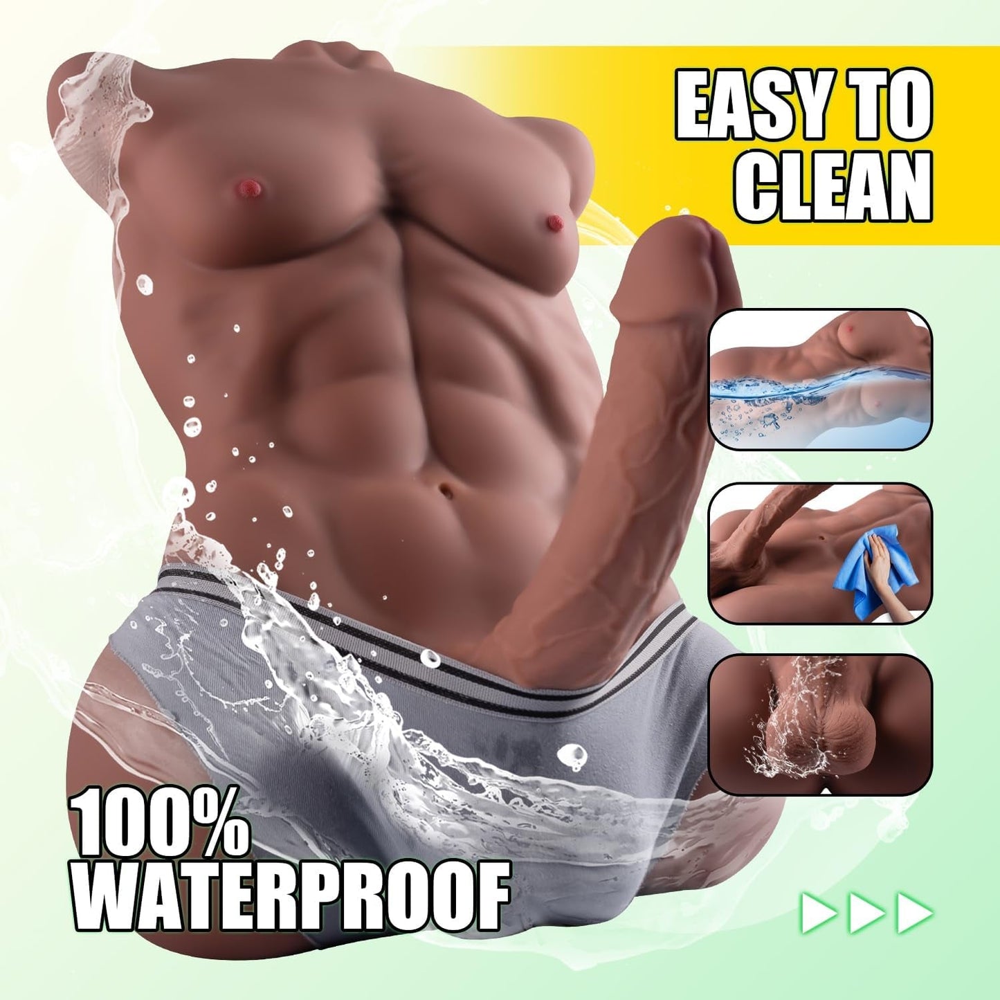 Torso de muñeco sexual masculino PulseDrive con un enorme dildo