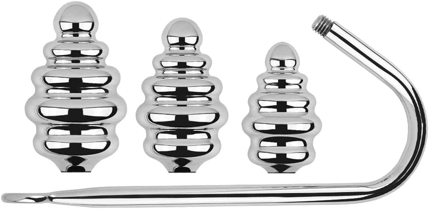 SpiralSteel Gancho anal de acero inoxidable en espiral 3 bolas