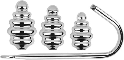 SpiralSteel Gancho anal de acero inoxidable en espiral 3 bolas