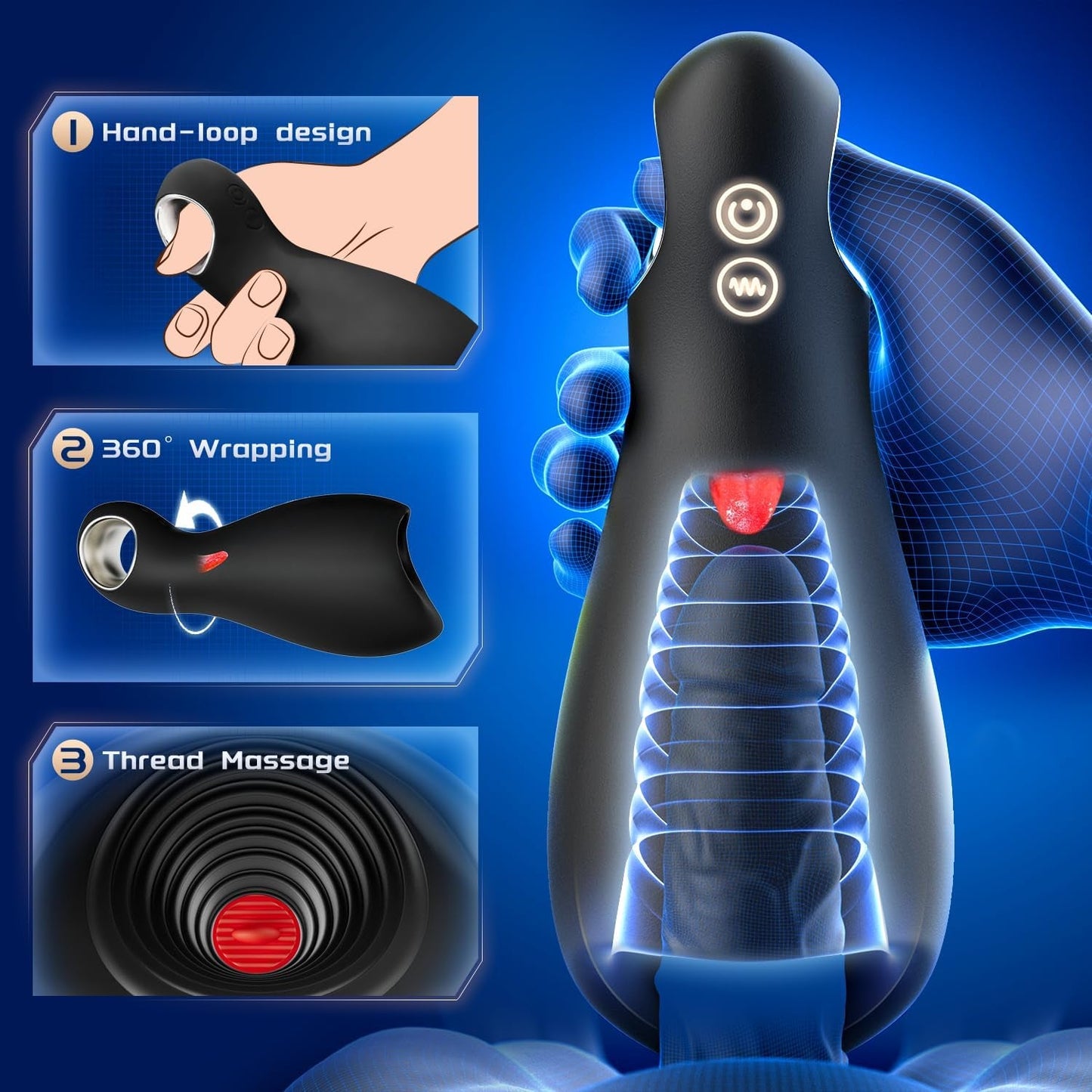 LickPulse Vibrador de Lengua para Masturbación Masculina 10 Modos