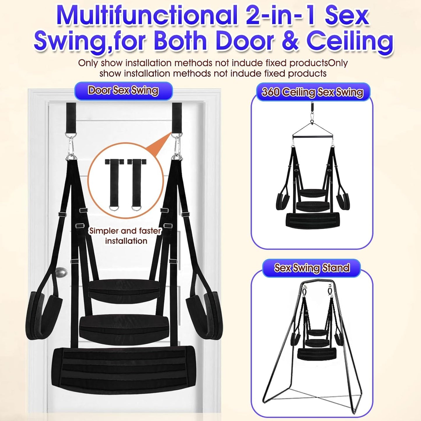 TitanLuxe Heavy Duty 800lb Sex Swing Adjustable