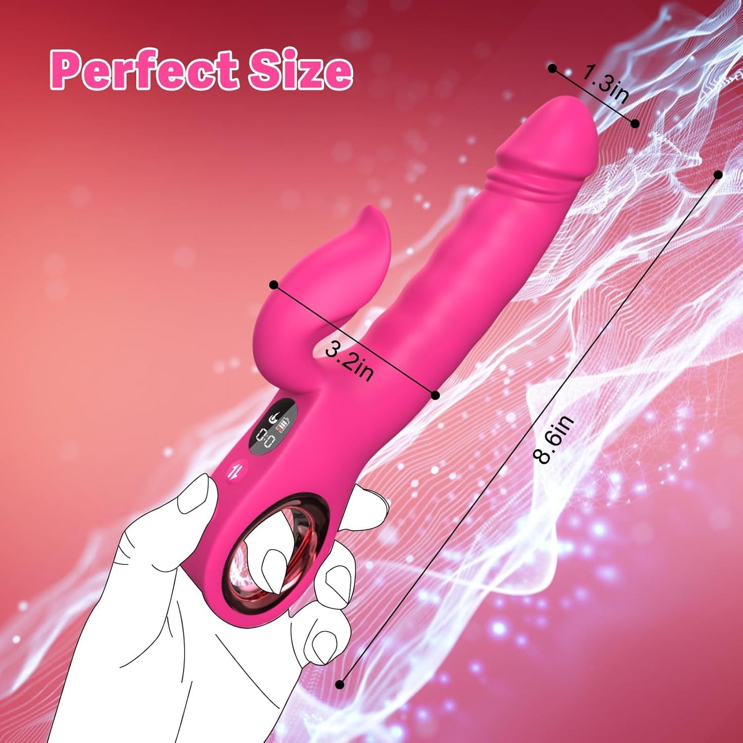 Vibrador LuxeWave LCD para conejito, 7 modos, carga magnética