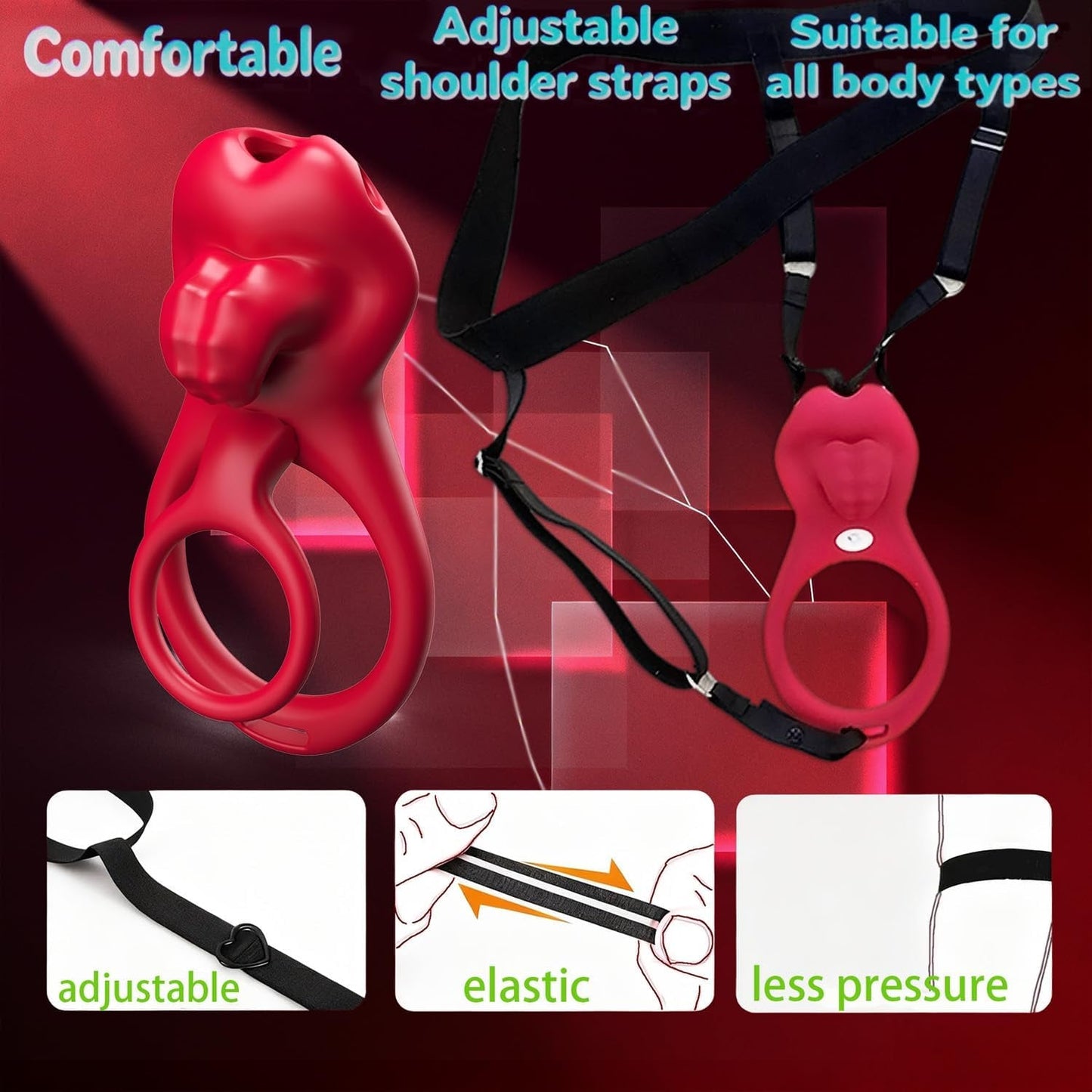 Anillo convertible CrimsonSwitch para pene y estimulador de clítoris con control por aplicación