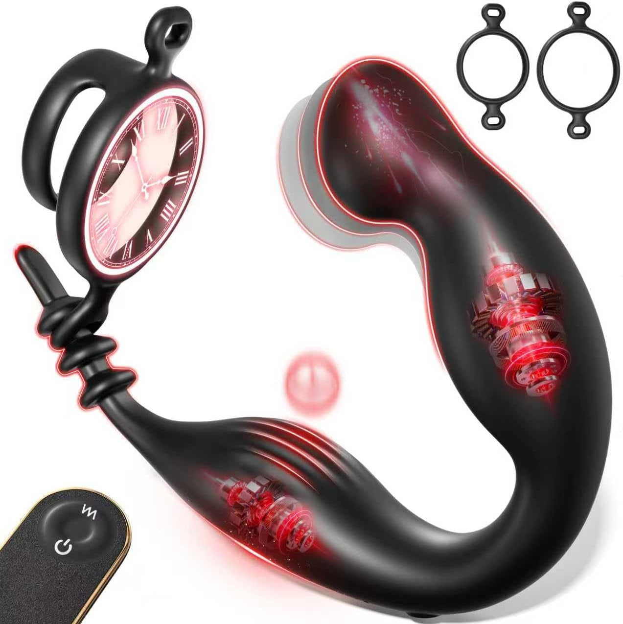 FlexDominus Masajeador de Próstata y Anillo para Pene 9+9 Modos Control Remoto
