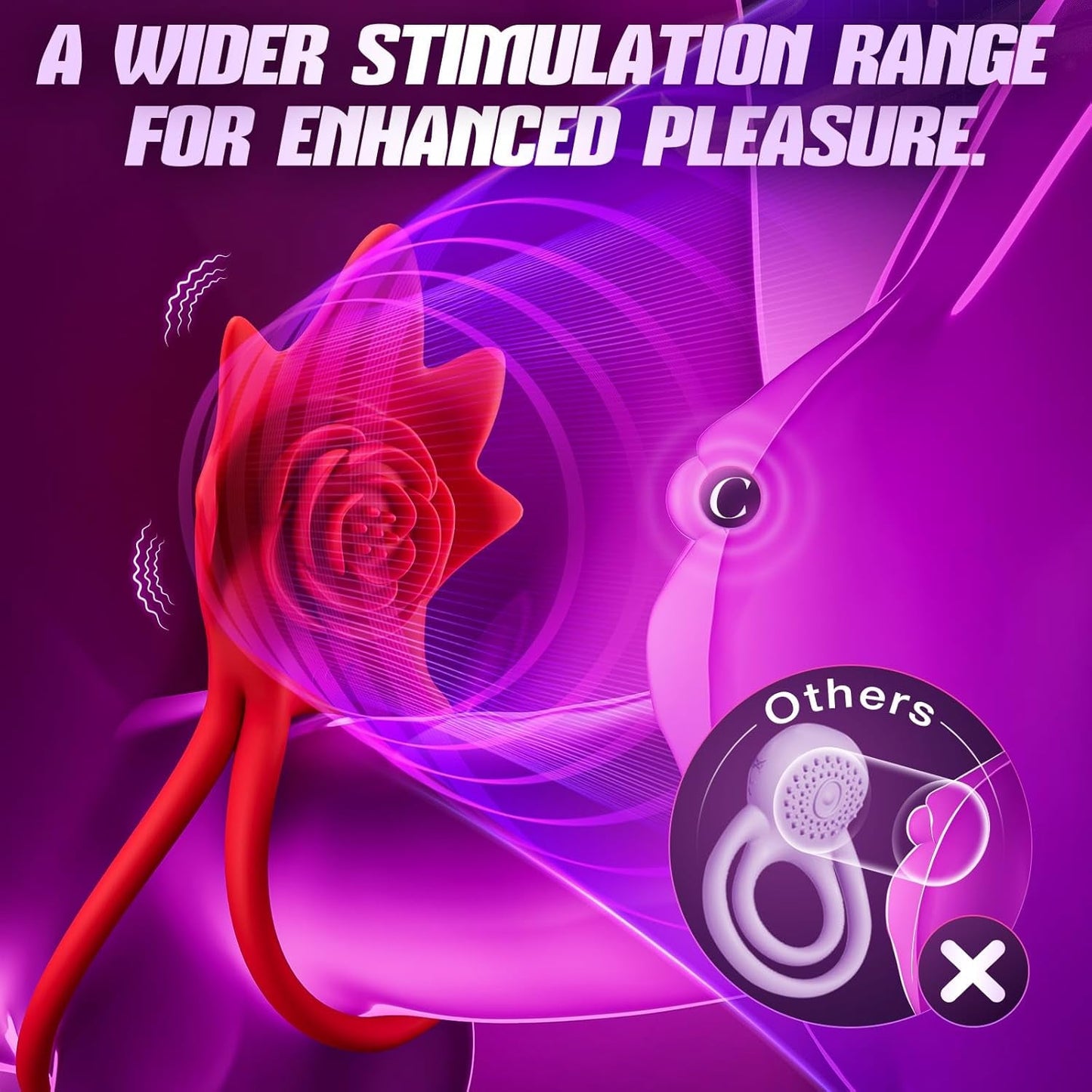 Anillo para el pene con control de aplicación y estimulador de clítoris PetalSync Rose AI, 9 modos