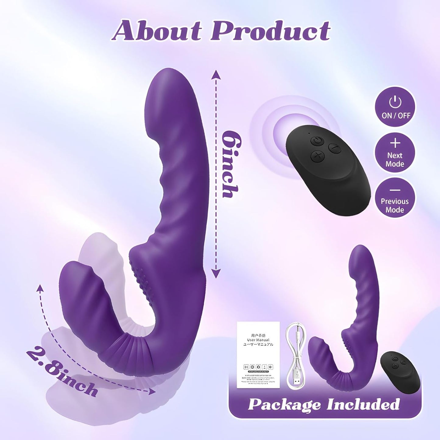 Vibrador de doble punta sin tirantes EchoNoir