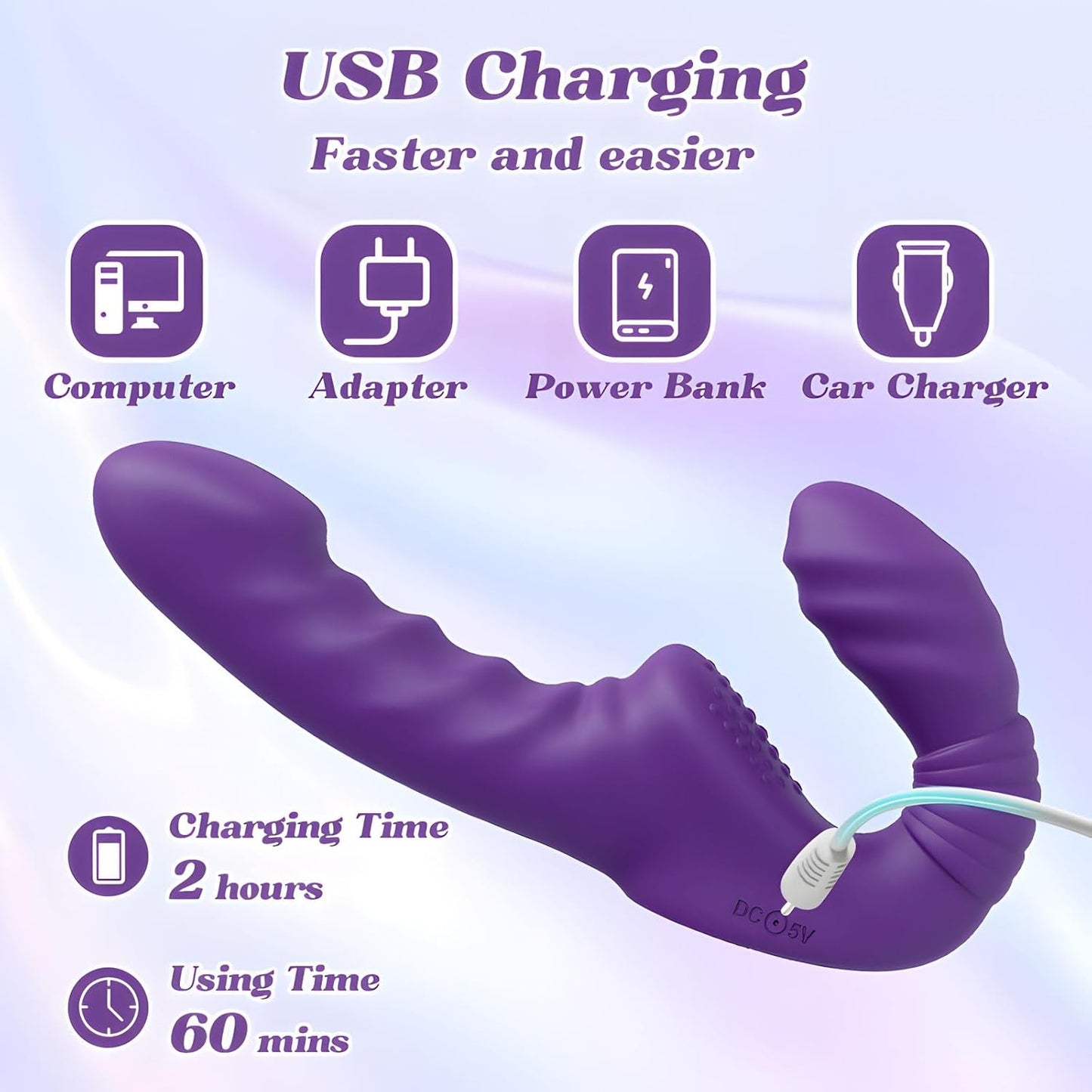 Vibrador de doble punta sin tirantes EchoNoir