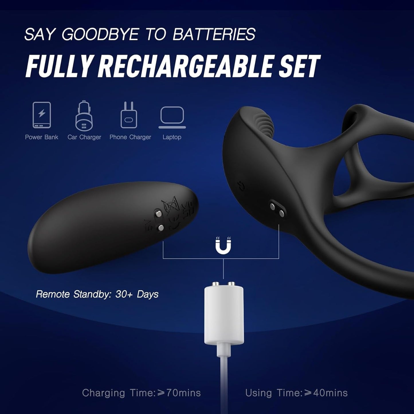 SilentPulse Masajeador de Próstata Anillo para el Pene 9 Modos Remoto Silencioso