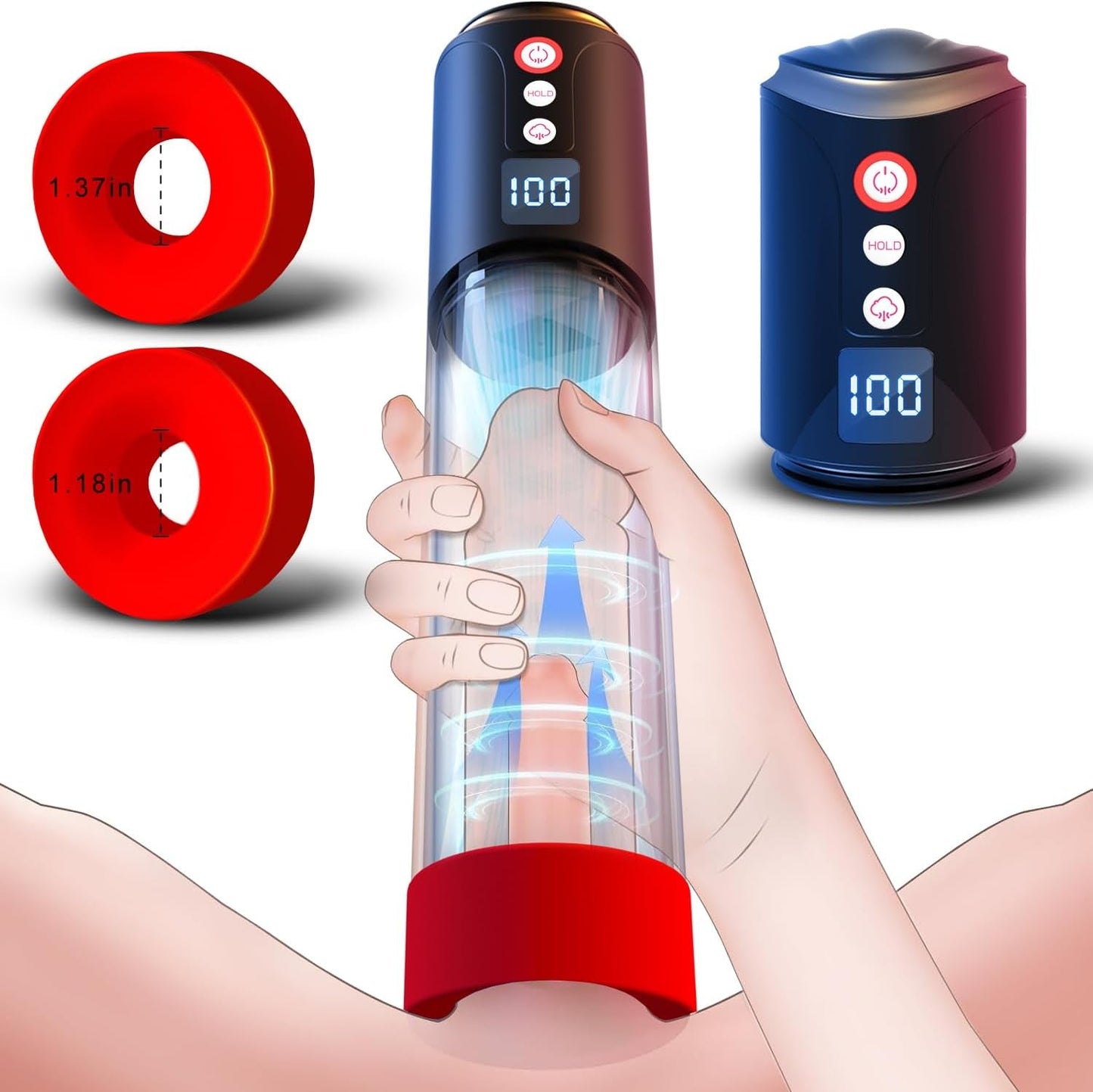 Bomba para pene VacuRise, 8 modos de succión, pantalla LED