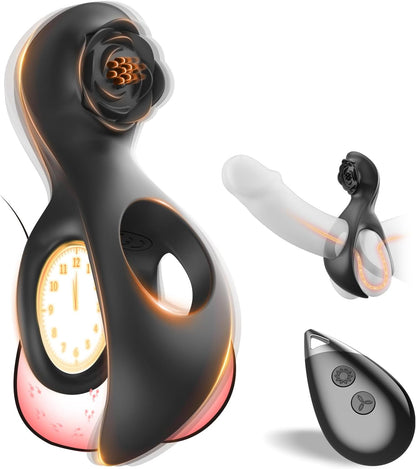 Anillo para pene con estimulador de clítoris a distancia NoirBloom Rose con 7 modos