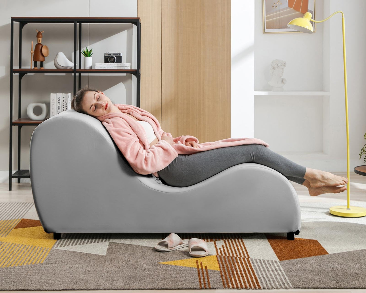 Chaise longue ergonómica curvada de terciopelo para el placer