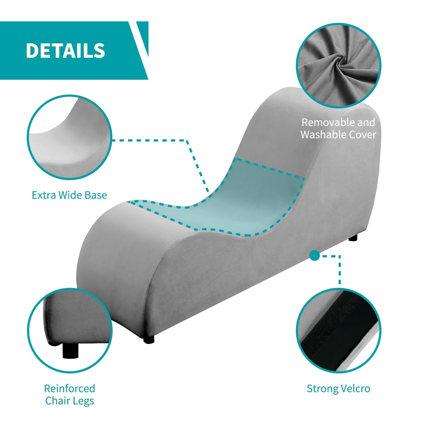 Chaise longue ergonómica curvada de terciopelo para el placer