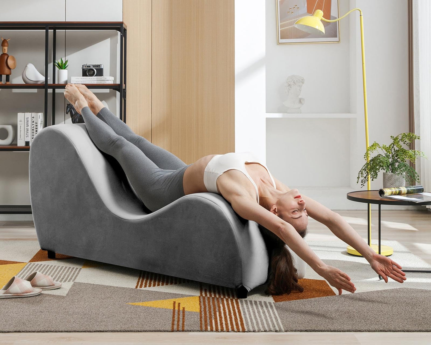 Chaise longue ergonómica curvada de terciopelo para el placer