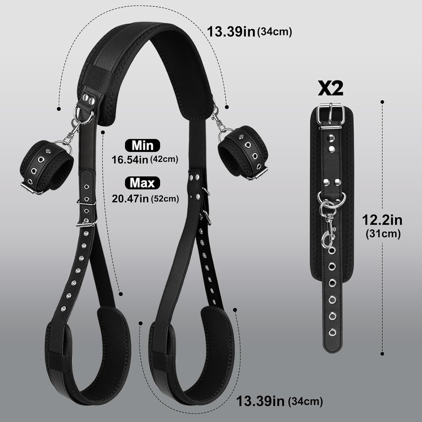 Kit BDSM de correa Sling GripLink del cuello al muslo