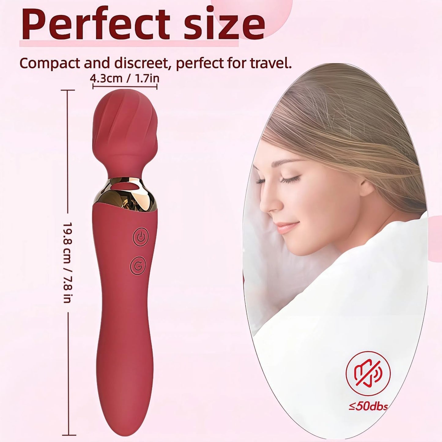VortexDuo Vibrador varita 2 en 1 doble motor 12 velocidades resistente al agua