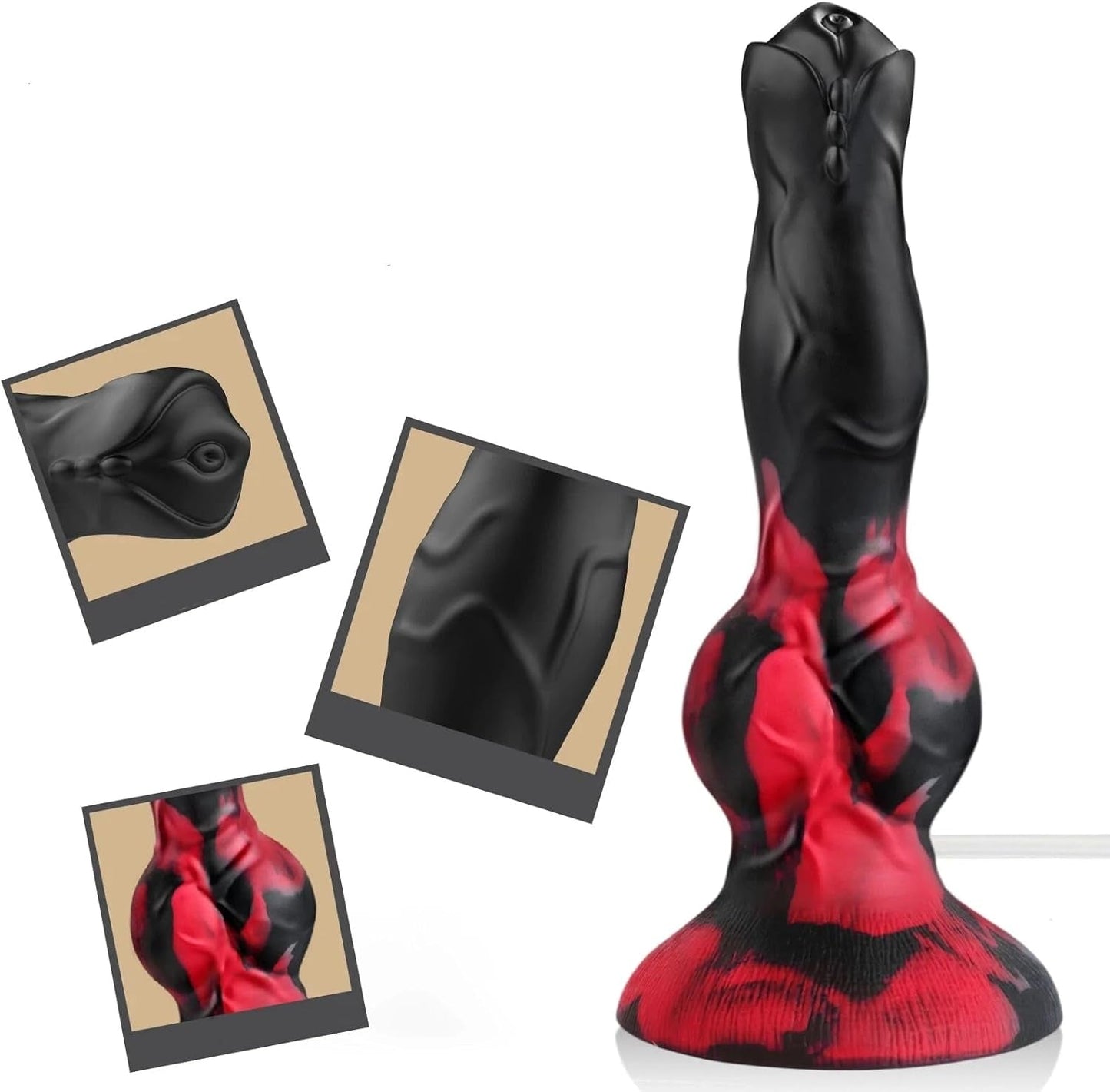 ColorKnot Dildo de silicona de 8.3 pulgadas con chorro, 2 nudos y ventosa