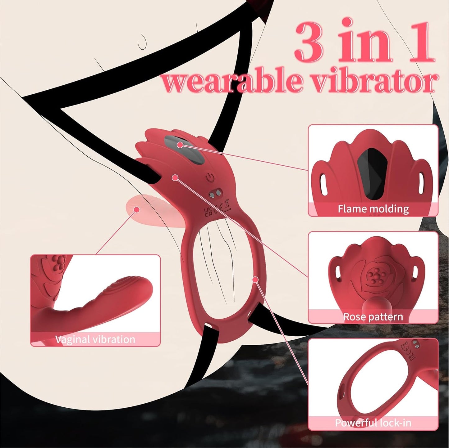 RougeFlex Anillo para el pene portátil Estimulador de clítoris App 9 modos