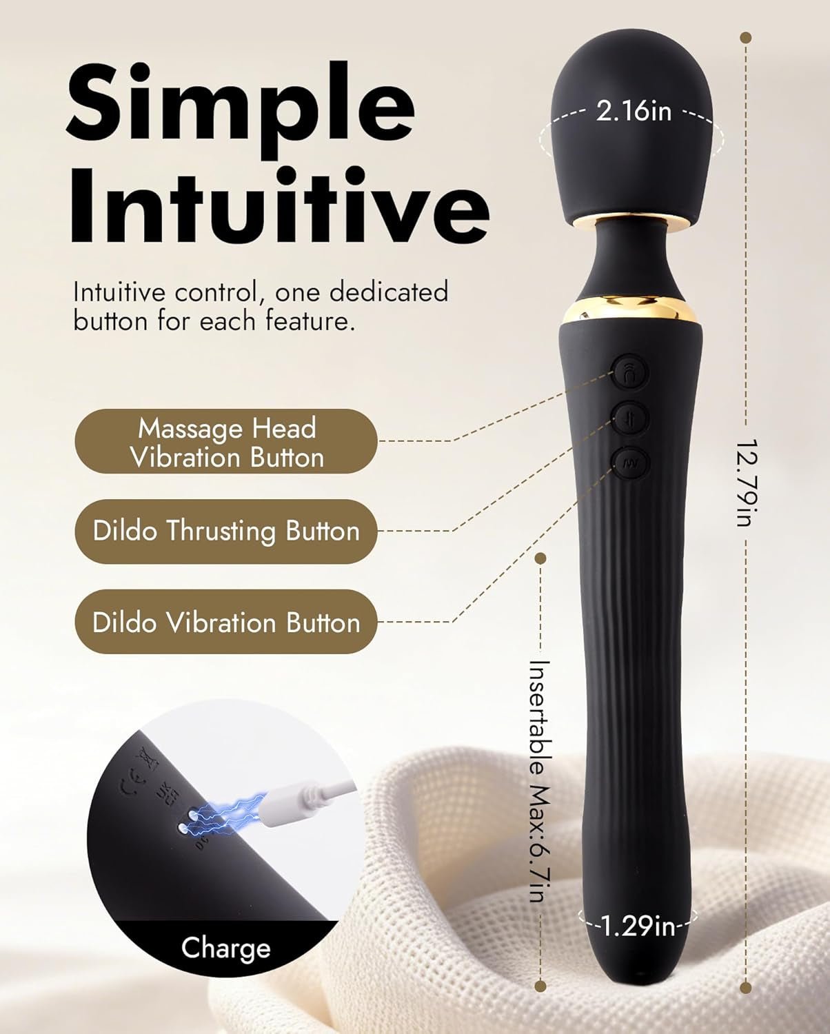 Vibrador de varita de empuje con control por aplicación y doble motor DualNova