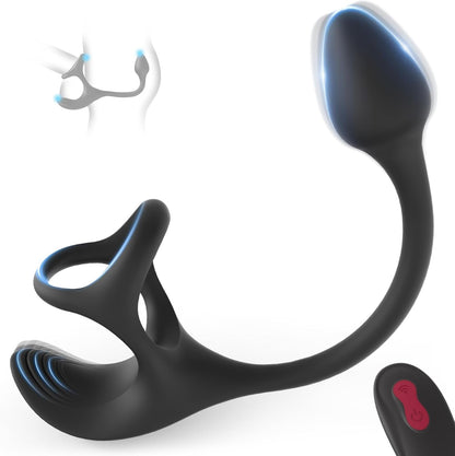 SilentPulse Masajeador de Próstata Anillo para el Pene 9 Modos Remoto Silencioso