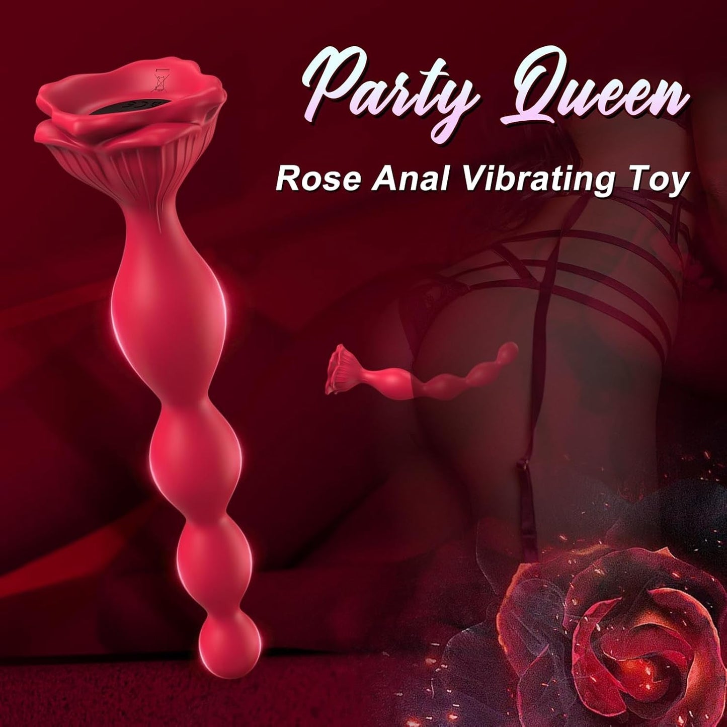 Vibrador de bolas anales CrimsonPetal de 7,8" con 9 modos