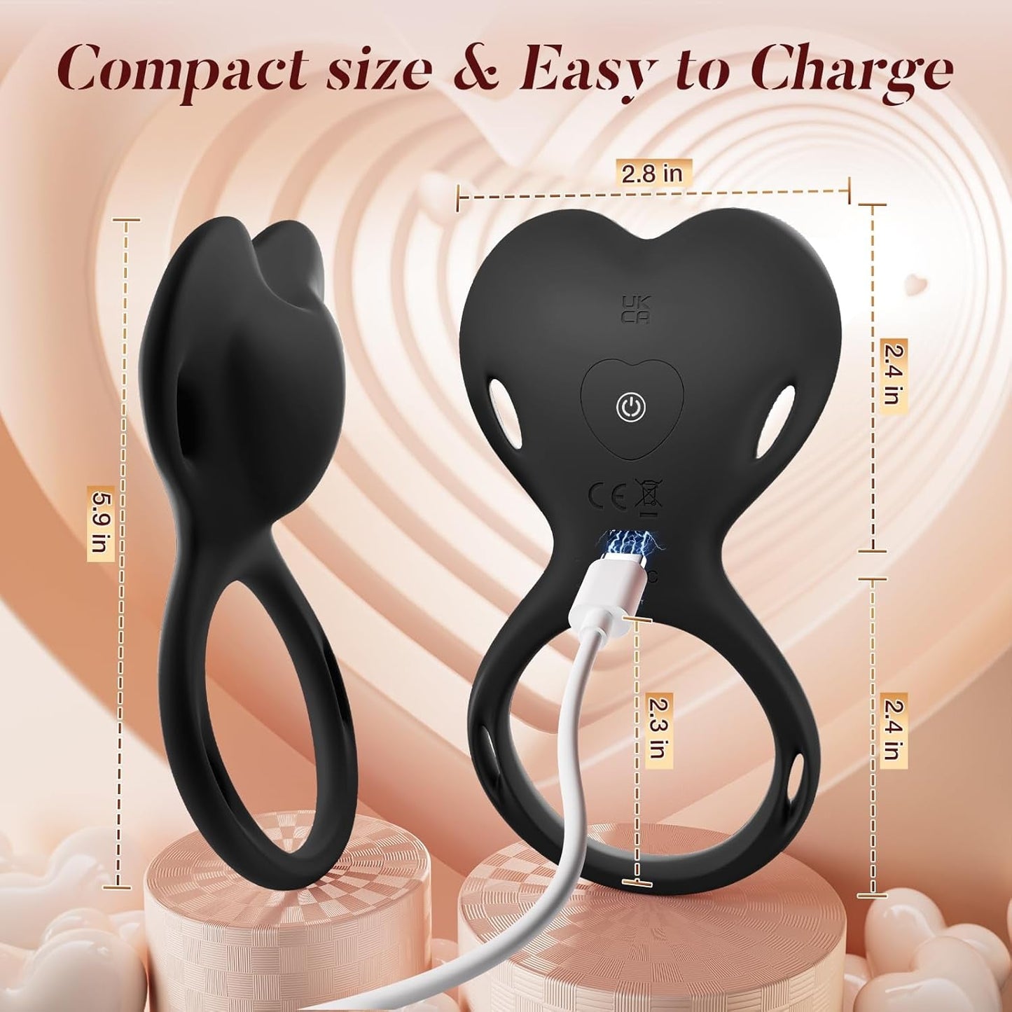 FlexSyncX Anillo para Pene Estimulador Clitoriano Portátil con Aplicación, 10 Modos