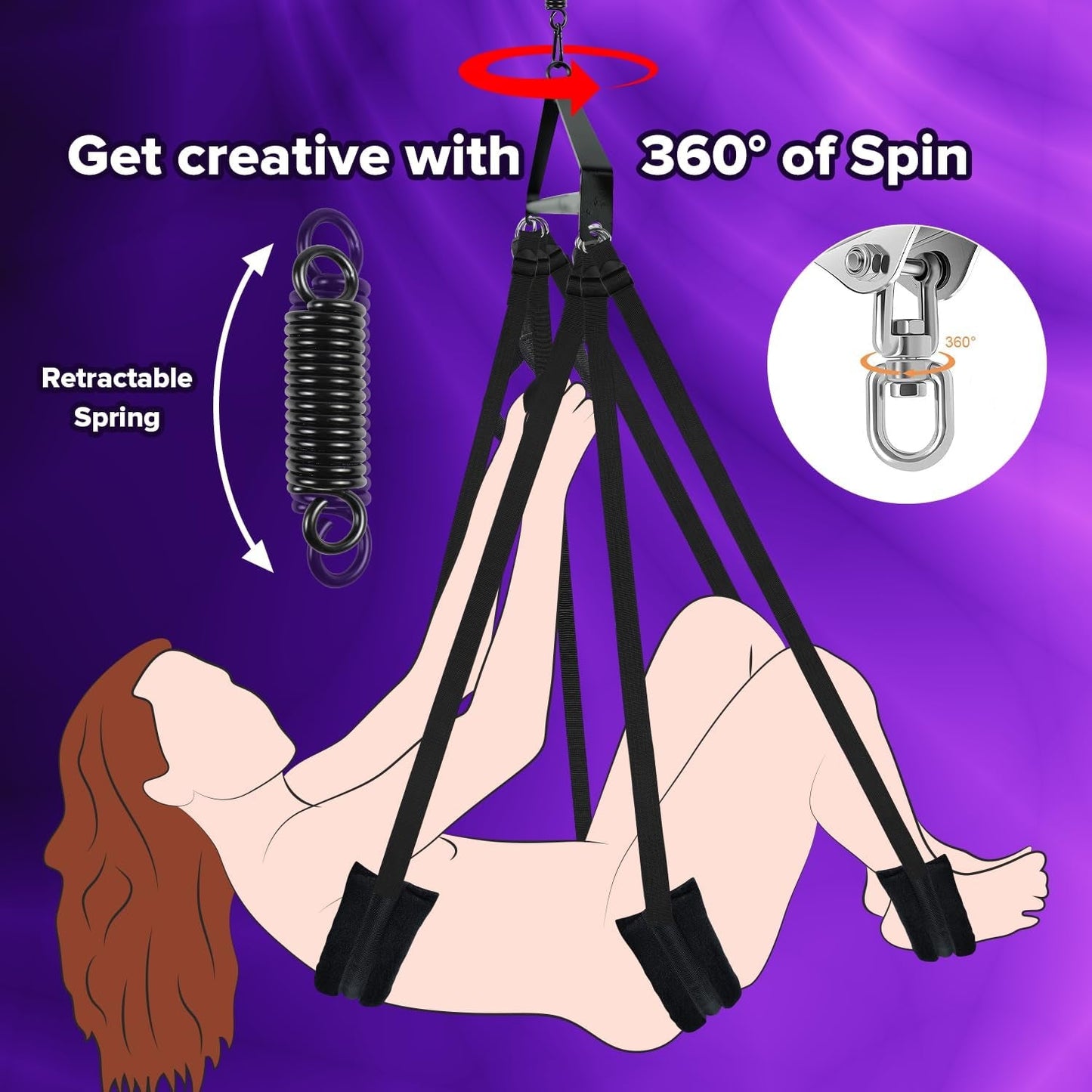 Columpio de techo giratorio 360° MidnightSpin para sexo