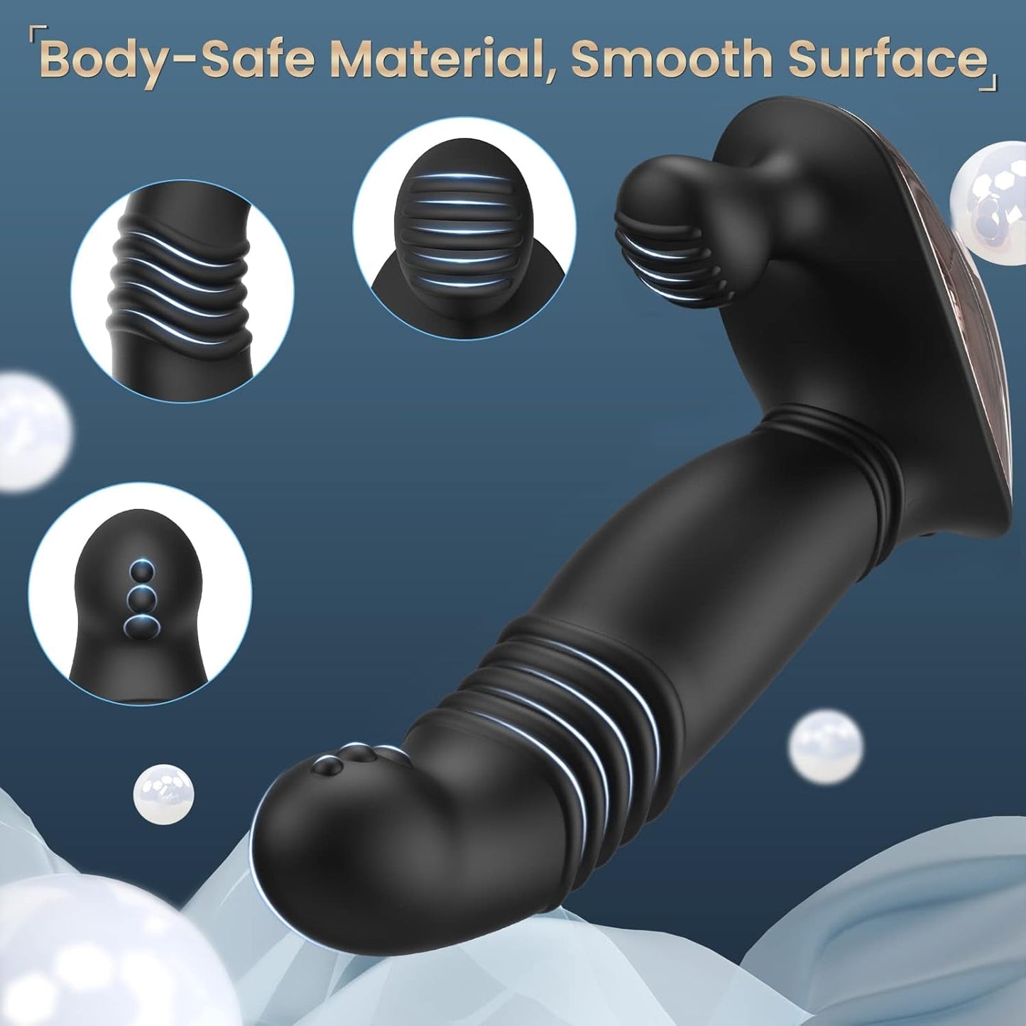 ThrustBead Masajeador de próstata penetrante 9 modos control remoto impermeable