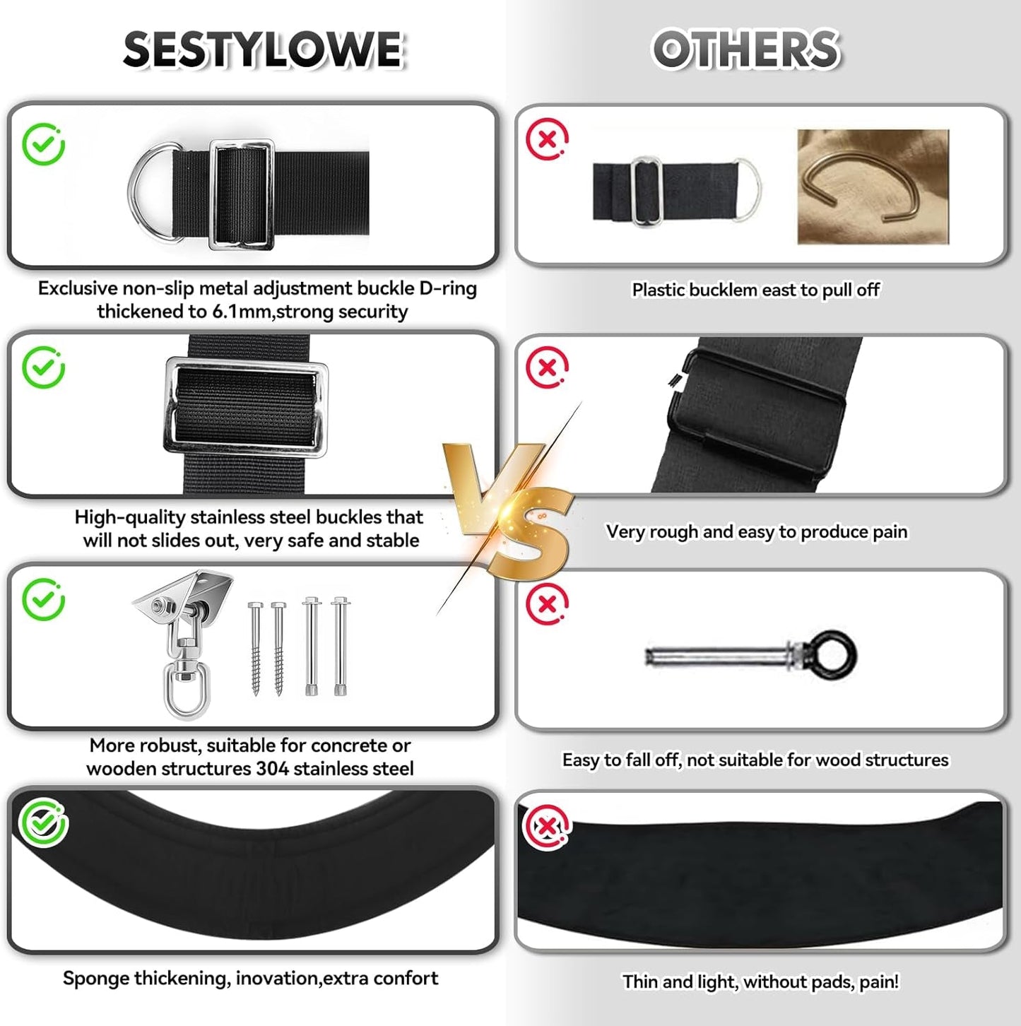 ShadowOrbit Black Columpio sexual de 360° para puerta y techo