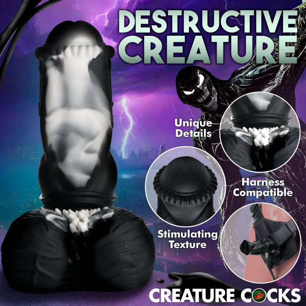 Dildo de silicona de veneno de Creature Cocks - Negro
