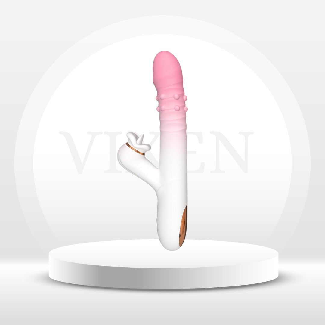 FadedGlory Vibrador 3 en 1 con perlas giratorias y lengua